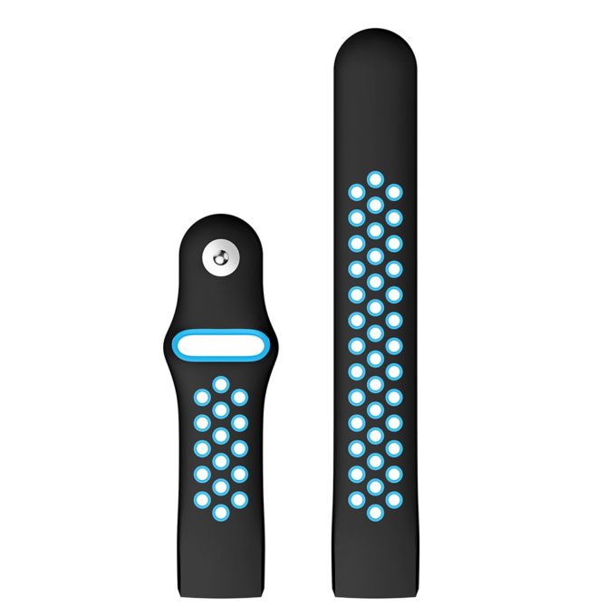 Fb.r34.1.5 Up Black Blue Perforated Silicone Rubber Replacement Watch Band Strap For Fitbit Charge 3