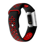 Fb.r34.1.6 Back Black Red Perforated Silicone Rubber Replacement Watch Band Strap For Fitbit Charge 3
