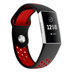 Fb.r34.1.6 Front Black Red Perforated Silicone Rubber Replacement Watch Band Strap For Fitbit Charge 3
