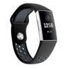 Fb.r34.1.7 Front Black Grey Perforated Silicone Rubber Replacement Watch Band Strap For Fitbit Charge 3