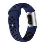 Fb.r34.5.1 Back Blue Black Perforated Silicone Rubber Replacement Watch Band Strap For Fitbit Charge 3