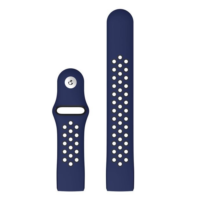 Fb.r34.5.1 Up Blue Black Perforated Silicone Rubber Replacement Watch Band Strap For Fitbit Charge 3