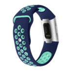 Fb.r34.5.11 Back Blue Turquoise Perforated Silicone Rubber Replacement Watch Band Strap For Fitbit Charge 3