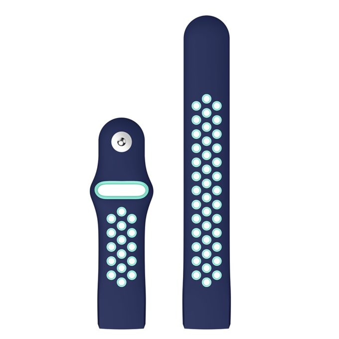Fb.r34.5.11 Up Blue Turquoise Perforated Silicone Rubber Replacement Watch Band Strap For Fitbit Charge 3