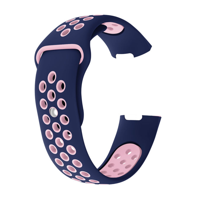 Fb.r34.5.13 Alt Blue Pink Perforated Silicone Rubber Replacement Watch Band Strap For Fitbit Charge 3