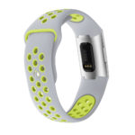 Fb.r34.7.11 Back Grey Lime Perforated Silicone Rubber Replacement Watch Band Strap For Fitbit Charge 3 V2