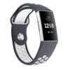 Fb.r34.7.22 Front Grey White Perforated Silicone Rubber Replacement Watch Band Strap For Fitbit Charge 3