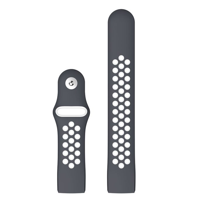 Fb.r34.7.22 Up Grey White Perforated Silicone Rubber Replacement Watch Band Strap For Fitbit Charge 3