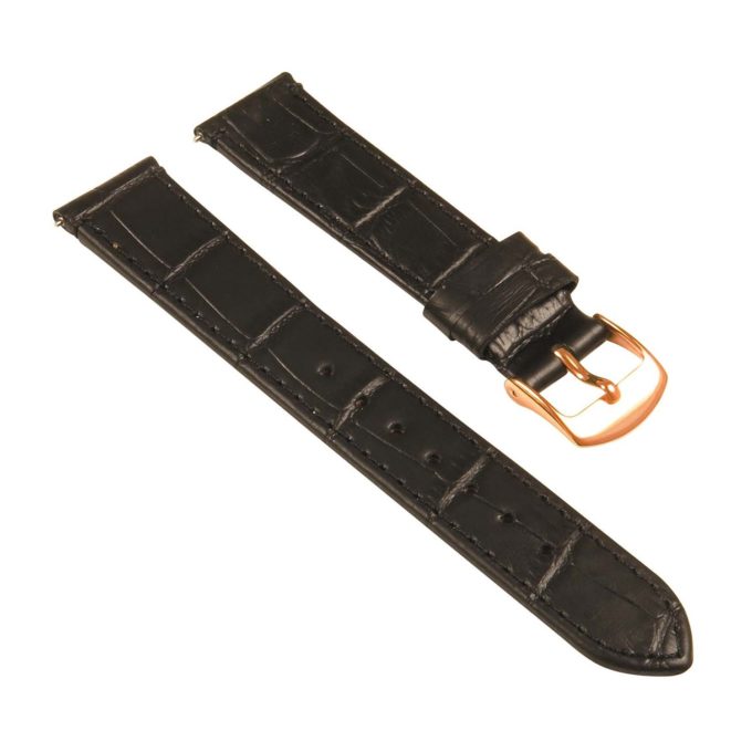 St20.1.rg Angle Black Ladies Crocodile Leather Watch Band Strap