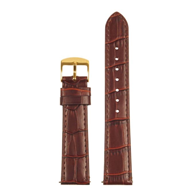 St20.2.yg Up Brown Ladies Crocodile Leather Watch Band Strap