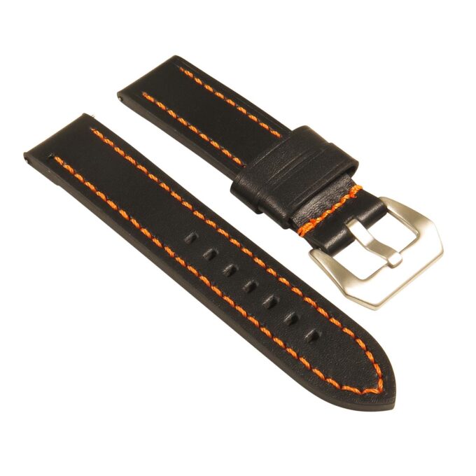 St23.1.12 Angle Black & Orange Heavy Duty Mens Leather Watch Band