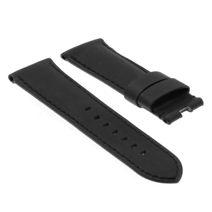 Ps3.1.1 Angle Black (Black Stitching) Salvage Leather Panerai Watch Band Strap For Deployant Clasp
