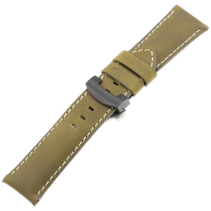 Ps3.17.mb Main Khaki Salvage Leather Panerai Watch Band Strap With Black Deployant Clasp
