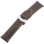 Ps3.2.bs Main Coffee Brown Salvage Leather Panerai Watch Band Strap With Brushed Silver Deployant Clasp