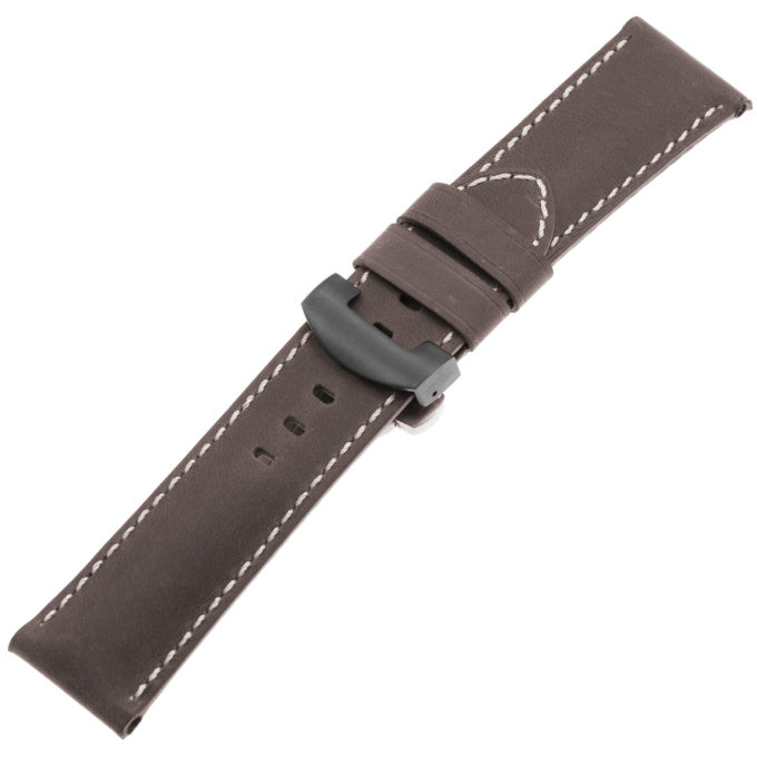 Ps3.2.mb Main Coffee Brown Salvage Leather Panerai Watch Band Strap With Black Deployant Clasp