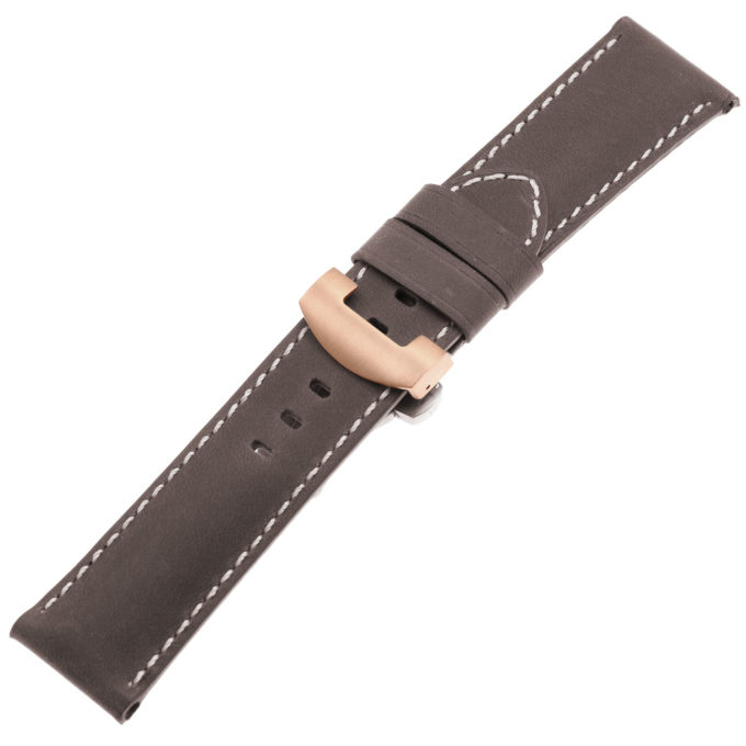 Ps3.2.rg Main Coffee Brown Salvage Leather Panerai Watch Band Strap With Rose Gold Deployant Clasp