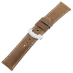 Ps3.3.bs Main Classic Cigar Salvage Leather Panerai Watch Band Strap With Brushed Silver Deployant Clasp