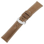 Ps3.3.ms Main Classic Cigar Salvage Leather Panerai Watch Band Strap With Matte Silver Deployant Clasp