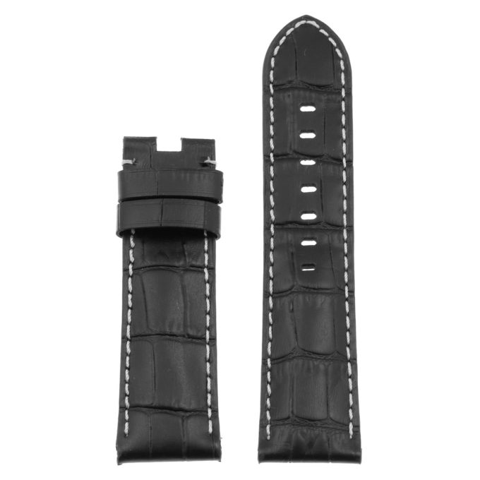 Ps4.1 Up Black Croc Leather Panerai Watch Band Strap For Deployant Clasp
