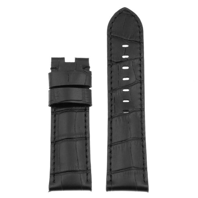 Ps4.1.1 Up Black (Black Stitching) Croc Leather Panerai Watch Band Strap For Deployant Clasp