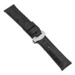 Ps4.1.1.ms Main Black (Black Stitching) Croc Leather Panerai Watch Band Strap With Matte Silver Deployant Clasp