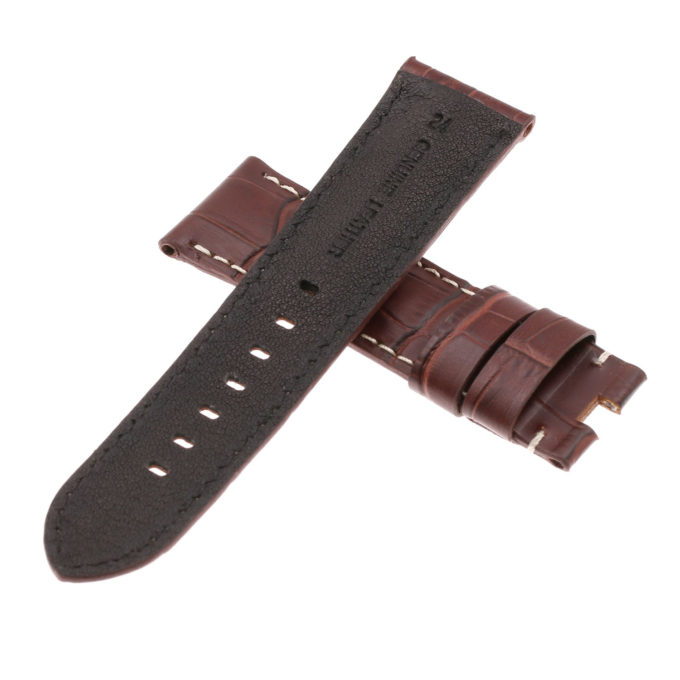 Ps4.2 Back Brown Croc Leather Panerai Watch Band Strap For Deployant Clasp