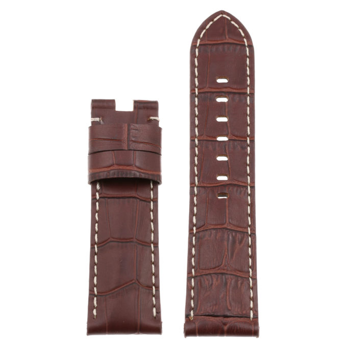 Ps4.2 Up Brown Croc Leather Panerai Watch Band Strap For Deployant Clasp