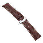 Ps4.2.ps Main Brown Croc Leather Panerai Watch Band Strap With Polished Silver Deployant Clasp