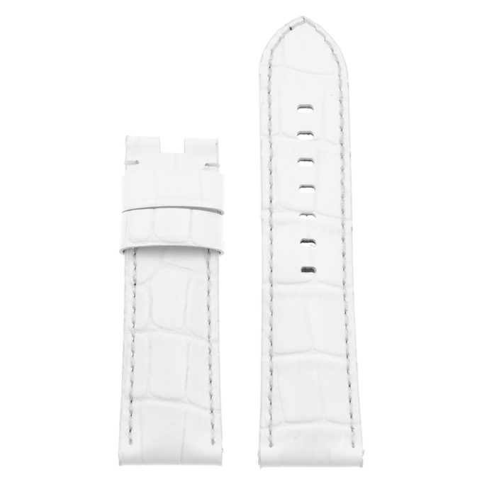 Ps4.22 Up White Croc Leather Panerai Watch Band Strap For Deployant Clasp