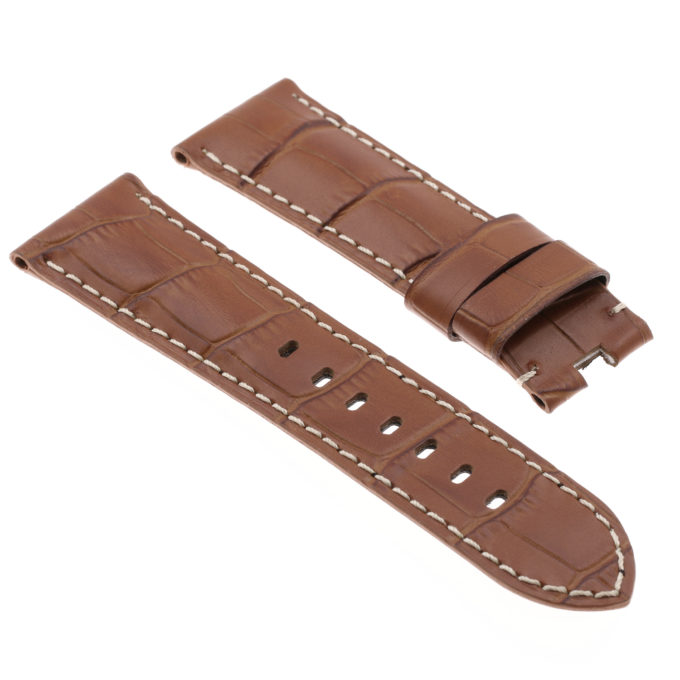 Ps4.3 Angle Rust Croc Leather Panerai Watch Band Strap For Deployant Clasp