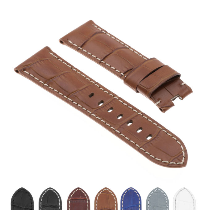 Ps4.3 Gallery Rust Croc Leather Panerai Watch Band Strap For Deployant Clasp