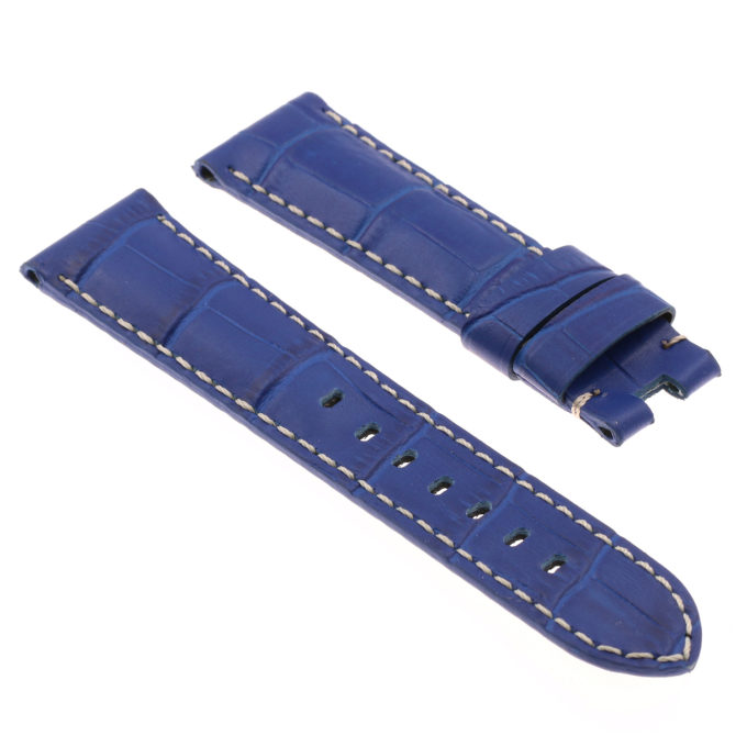 Ps4.5 Angle Blue Croc Leather Panerai Watch Band Strap For Deployant Clasp