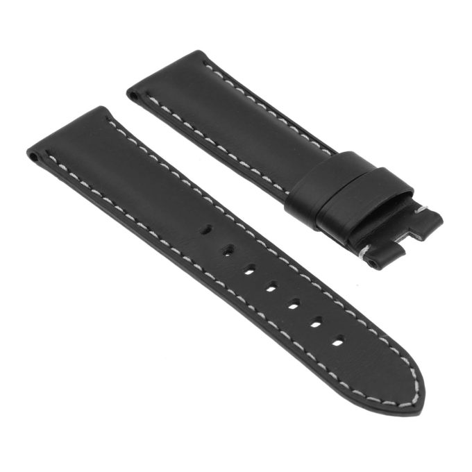 Ps5.1 Angle Black Smooth Leather Panerai Watch Band Strap For Deployant Clasp