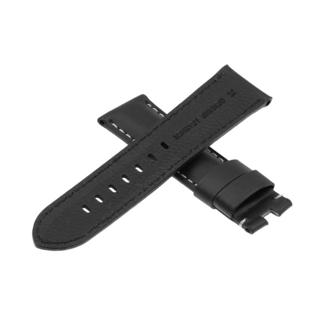 Ps5.1 Back Black Smooth Leather Panerai Watch Band Strap For Deployant Clasp