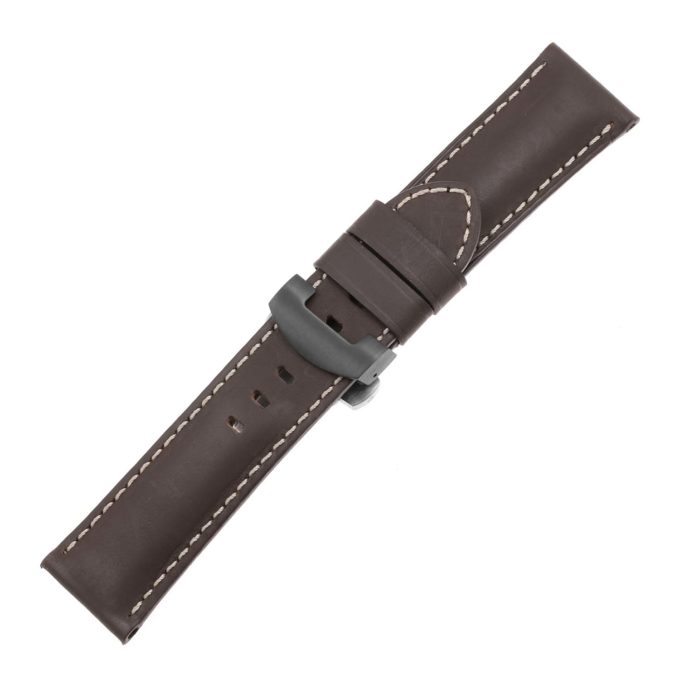 Ps5.2.mb Main Brown Smooth Leather Panerai Watch Band Strap With Black Deployant Clasp