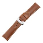 Ps5.3.bs Main Tan Smooth Leather Panerai Watch Band Strap With Brushed Silver Deployant Clasp