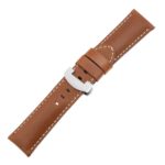 Ps5.3.ms Main Tan Smooth Leather Panerai Watch Band Strap With Matte Silver Deployant Clasp
