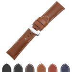 Ps5.3.ps Gallery Tan Smooth Leather Panerai Watch Band Strap With Polished Silver Deployant Clasp