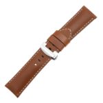 Ps5.3.ps Main Tan Smooth Leather Panerai Watch Band Strap With Polished Silver Deployant Clasp