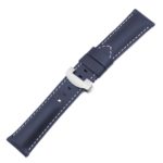 Ps5.5.ms Main Navy Blue Smooth Leather Panerai Watch Band Strap With Matte Silver Deployant Clasp
