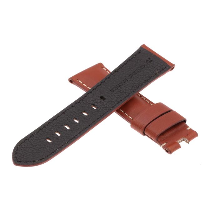 Ps5.8 Back Rust Smooth Leather Panerai Watch Band Strap For Deployant Clasp