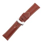 Ps5.8.ps Main Rust Smooth Leather Panerai Watch Band Strap With Polished Silver Deployant Clasp