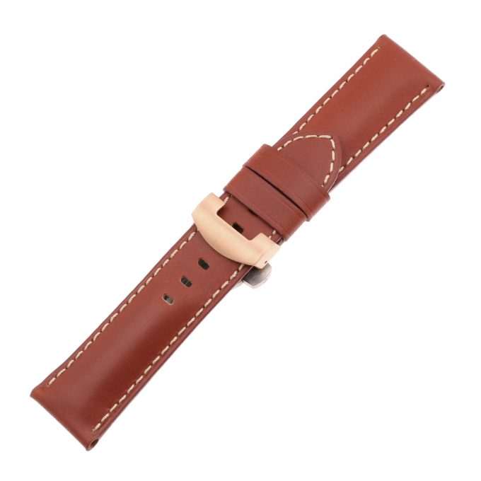 Ps5.8.rg Main Rust Smooth Leather Panerai Watch Band Strap With Rose Gold Deployant Clasp