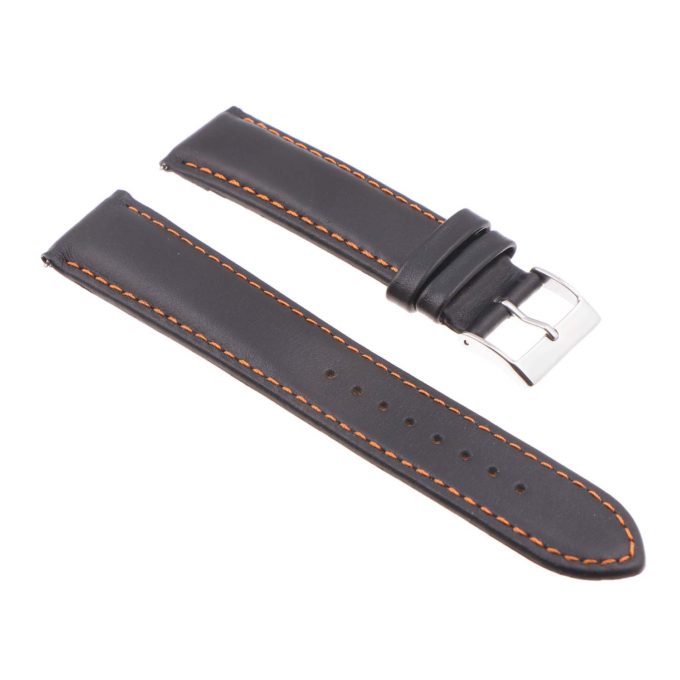 St18.1.12 Angle Black & Orange Padded Smooth Leather Watch Band Strap