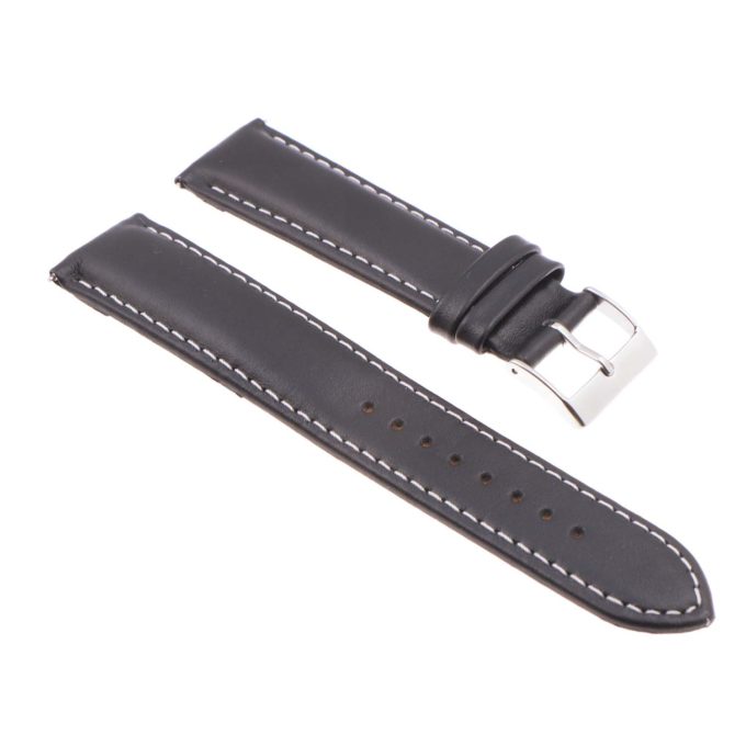 St18.1.22 Angle Black & White Padded Smooth Leather Watch Band Strap