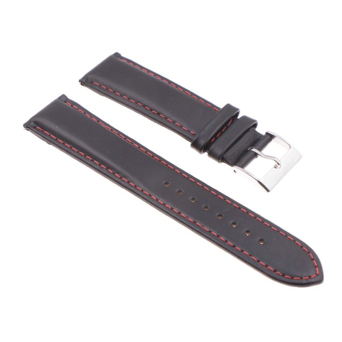 St18.1.6 Angle Black & Red Padded Smooth Leather Watch Band Strap