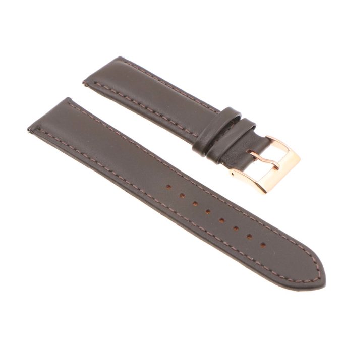 St18.2.2.rg Angle Brown (Rose Gold Buckle) Padded Smooth Leather Watch Band Strap