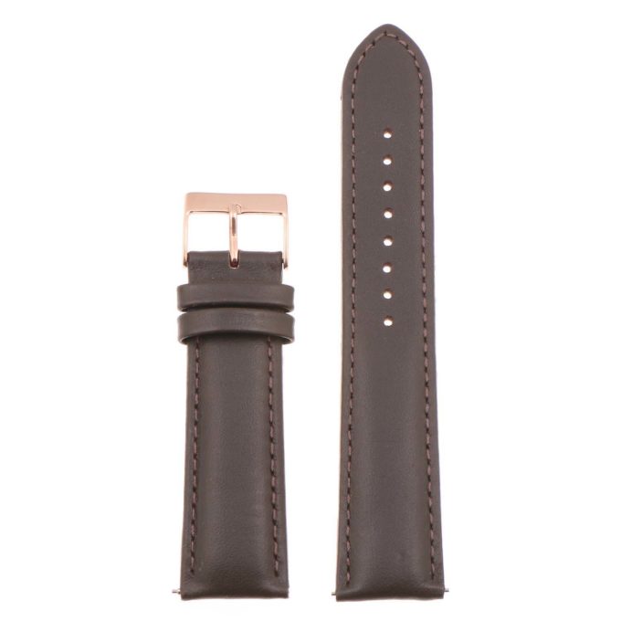 St18.2.2.rg Up Brown (Rose Gold Buckle) Padded Smooth Leather Watch Band Strap