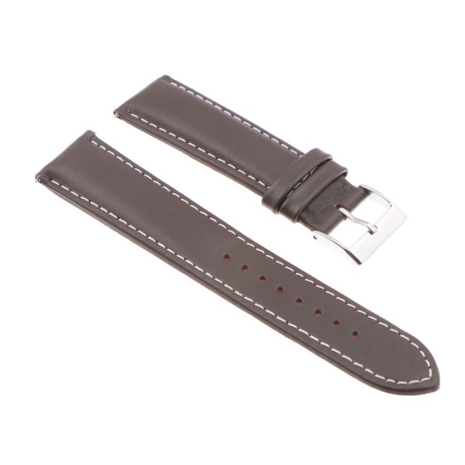 St18.2.22 Angle Brown & White Padded Smooth Leather Watch Band Strap