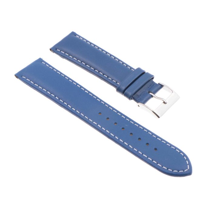 St18.5.22 Angle Blue & White Padded Smooth Leather Watch Band Strap